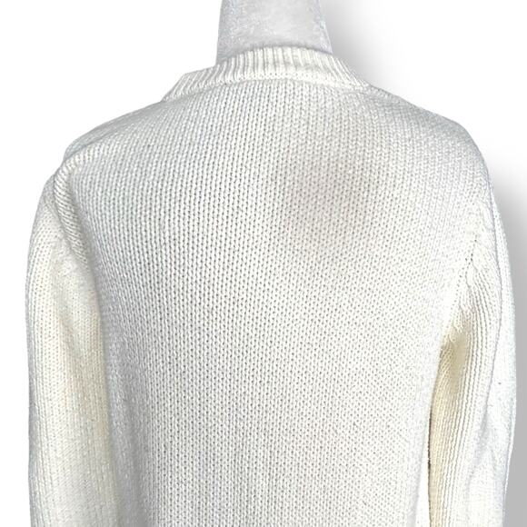 ModCloth White Knit Sweater Multicolor Rainbow Pom Poms Polka Dot Crewneck - Picture 5 of 9